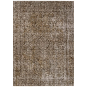5' X 8' Brown And Beige Medallion Washable Indoor Outdoor Area Rug