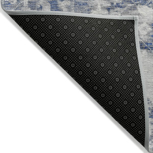 5' X 8' Blue And Denim Blue Floral Washable Indoor Outdoor Area Rug