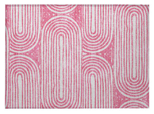 2' X 3' Blush Abstract Washable Non Skid Indoor Outdoor Area Rug