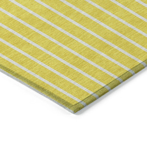 5' X 8' Yellow And Blue Striped Washable Indoor Outdoor Area Rug