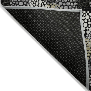 3' X 5' Black Gray And Ivory Polka Dot Washable Indoor Outdoor Area Rug