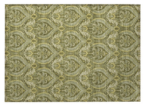 2' X 3' Green Damask Washable Non Skid Indoor Outdoor Area Rug