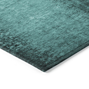 8' Runner Teal Abstract Washable Non Skid Indoor Outdoor Runner Rug Transitional Style - Teal Blue Color
