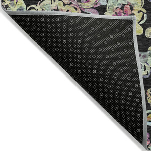 5' X 8' Black And Artichoke Green Paisley Washable Indoor Outdoor Area Rug