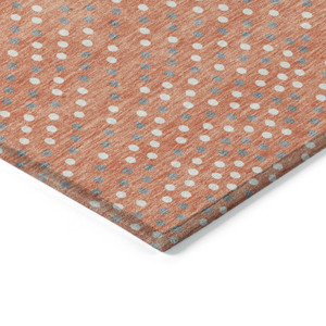 5' X 8' Salmon Gray And Ivory Polka Dot Washable Indoor Outdoor Area Rug
