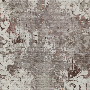 5' X 8' Taupe Ivory And Brown Damask Washable Indoor Outdoor Area Rug