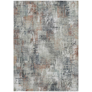5' X 8' Taupe Gray And Copper Abstract Washable Indoor Outdoor Area Rug