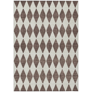 3' X 5' Brown Geometric Washable Indoor Outdoor Area Rug