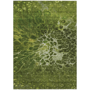 3' X 5' Olive Green And Sage Abstract Washable Indoor Outdoor Area Rug