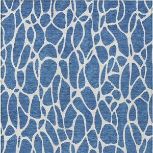 3' X 5' Blue And Ivory Geometric Washable Indoor Outdoor Area Rug - 880016538113