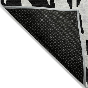 3' X 5' Black And Ivory Abstract Washable Indoor Outdoor Area Rug - 880016735093