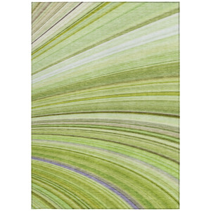 3' X 5' Artichoke Green And Olive Green Abstract Washable Indoor Outdoor Area Rug