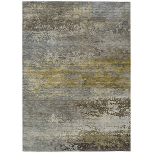 5' X 8' Taupe Brown And Gold Abstract Washable Indoor Outdoor Area Rug - Taupe, Brown, Gold