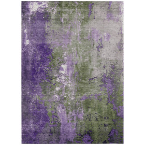 5' X 8' Olive Green And Purple Abstract Washable Indoor Outdoor Area Rug - Olive Green, Purple