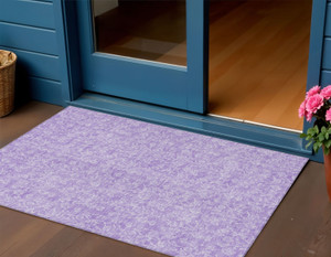 3' X 5' Lilac And Ivory Floral Washable Indoor Outdoor Area Rug