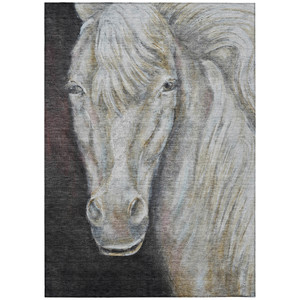 3' X 5' Ivory And Charcoal Animal Print Washable Indoor Outdoor Area Rug