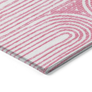 8' Runner Blush Abstract Washable Non Skid Indoor Outdoor Runner Rug