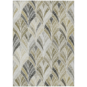3' X 5' Taupe Ivory And Brown Geometric Washable Indoor Outdoor Area Rug