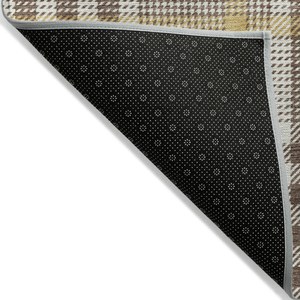 5' X 8' Brown And Beige Plaid Washable Indoor Outdoor Area Rug