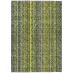 5' X 8' Olive Green And Lime Green Striped Washable Indoor Outdoor Area Rug