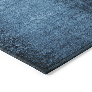 3' X 5' Navy Blue Abstract Washable Non Skid Indoor Outdoor Area Rug - 608219359867