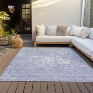 5' X 8' Lavender Ivory And Lilac Abstract Washable Indoor Outdoor Area Rug