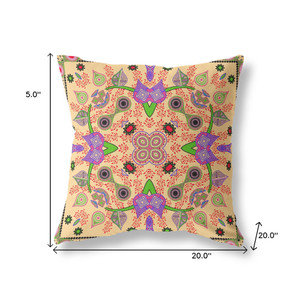20" x 20" Green Blown Seam Floral Indoor Outdoor Throw Pillow