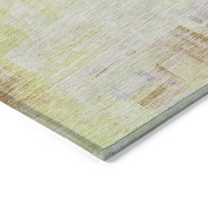5' X 8' Green Yellow And Purple Abstract Washable Indoor Outdoor Area Rug