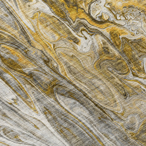 5' X 8' Brown Taupe And Gold Abstract Washable Indoor Outdoor Area Rug