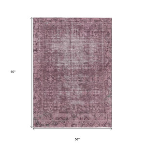 3' X 5' Merlot Oriental Washable Indoor Outdoor Area Rug