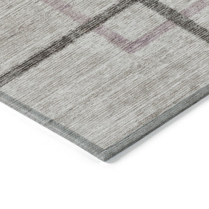 5' X 8' Taupe Charcoal And Copper Geometric Washable Indoor Outdoor Area Rug
