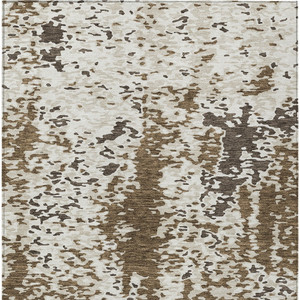3' X 5' Brown And Ivory Abstract Washable Indoor Outdoor Area Rug Modern Style - Brown, Ivory Color