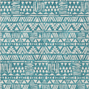 3' X 5' Teal Blue And Ivory Southwestern Washable Indoor Outdoor Area Rug