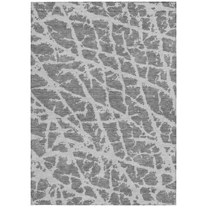 5' X 8' Charcoal Abstract Washable Non Skid Indoor Outdoor Area Rug