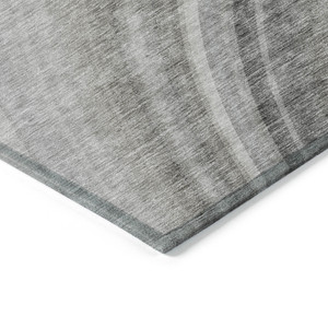 3' X 5' Gray Silver And Beige Abstract Washable Indoor Outdoor Area Rug