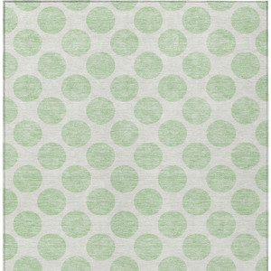 3' X 5' Mint Green And Ivory Polka Dot Washable Indoor Outdoor Area Rug