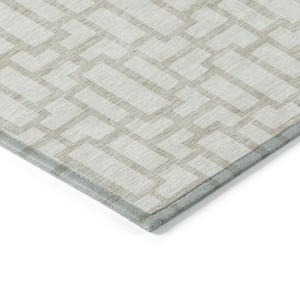 5' X 8' Ivory And Beige Geometric Washable Indoor Outdoor Area Rug Transitional Style - Ivory, Beige Color