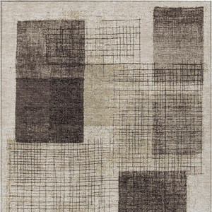 3' X 5' Brown And Taupe Geometric Washable Indoor Outdoor Area Rug