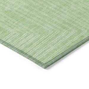 3' X 5' Mint Green And Ivory Geometric Washable Indoor Outdoor Area Rug - 608219370428