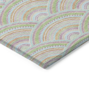 5' X 8' Pearl Orange And Purple Geometric Washable Indoor Outdoor Area Rug