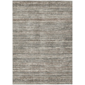 5' X 8' Beige And Gray Striped Washable Indoor Outdoor Area Rug - Beige, Gray