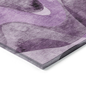 3' X 5' Purple Abstract Washable Non Skid Indoor Outdoor Area Rug - 608219362317
