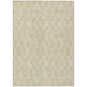 5' X 8' Beige Taupe And Tan Geometric Washable Indoor Outdoor Area Rug