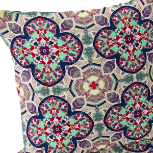 Set of Two 16" X 16" Green and Red Blown Seam Floral Indoor Outdoor Throw Pillow Polyester Decor