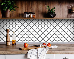 4" X 4" Dark Gray and White Tri Peel and Stick Tiles - 4512839546056