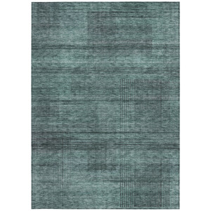 5' X 8' Teal Blue Aqua And Gray Striped Washable Indoor Outdoor Area Rug - 608219162245