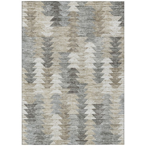 3' X 5' Taupe Beige And Tan Geometric Washable Indoor Outdoor Area Rug - 608219141721