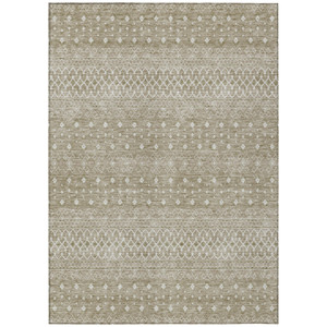 5' X 8' Taupe Green And Ivory Tribal Washable Indoor Outdoor Area Rug
