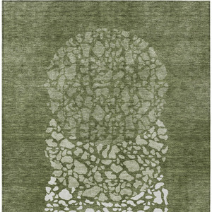 3' X 5' Olive Green And Artichoke Green Abstract Washable Indoor Outdoor Area Rug