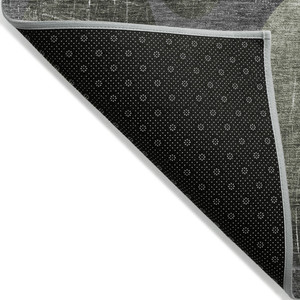 5' X 8' Green and Gray Abstract Washable Non Skid Indoor Outdoor Area Rug